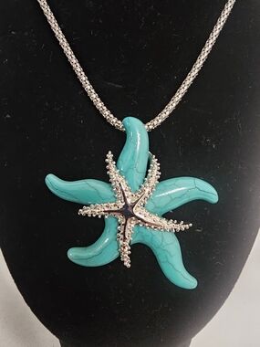 Turquoise Starfish Pendant Necklace - Women's Jewelry